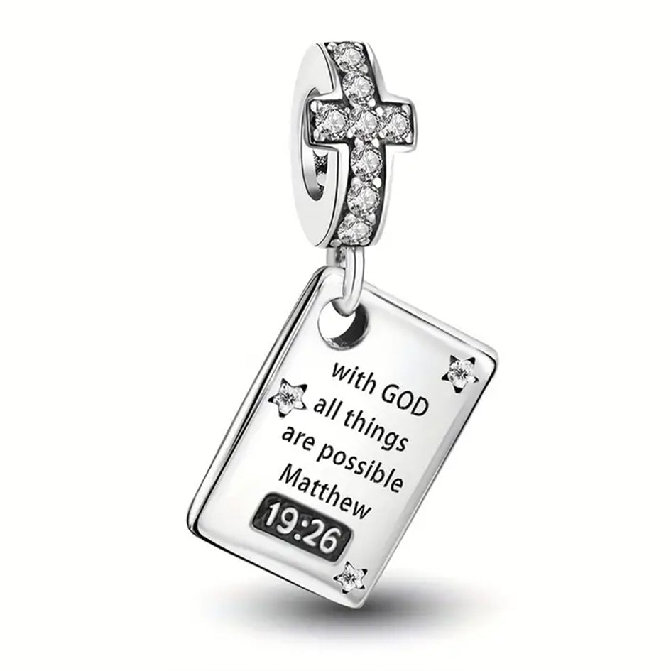Bible Charm with Cubic Zirconia Cross