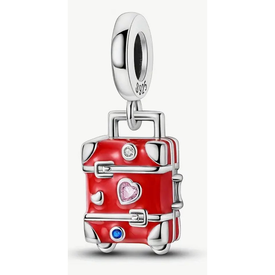 925 Sterling Silver Suitcase with Cubic Zirconias