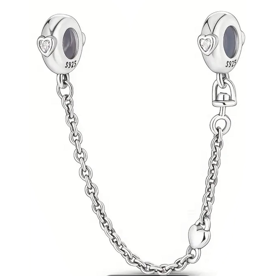 925 Sterling Silver Safety Charm with Hearts