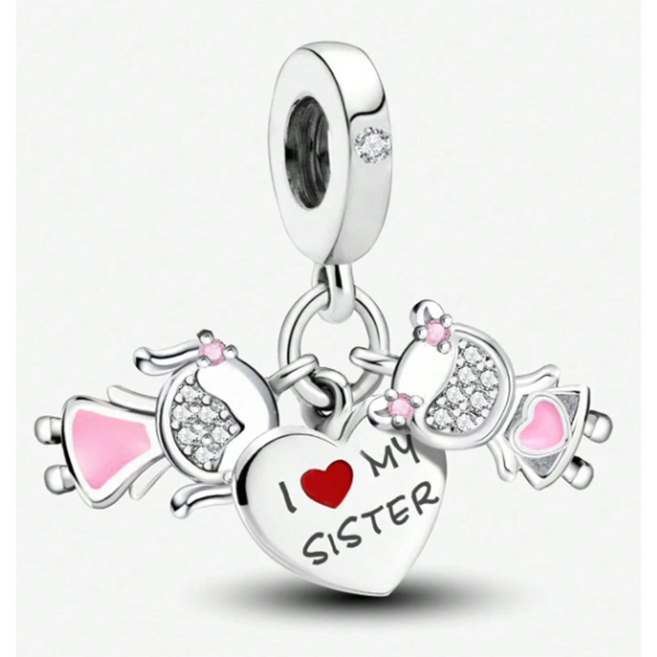 925 Sterling Silver I Love my Sister Charm