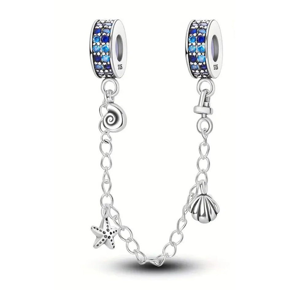 925 Sterling Silver Ocean Themed Safety Chain