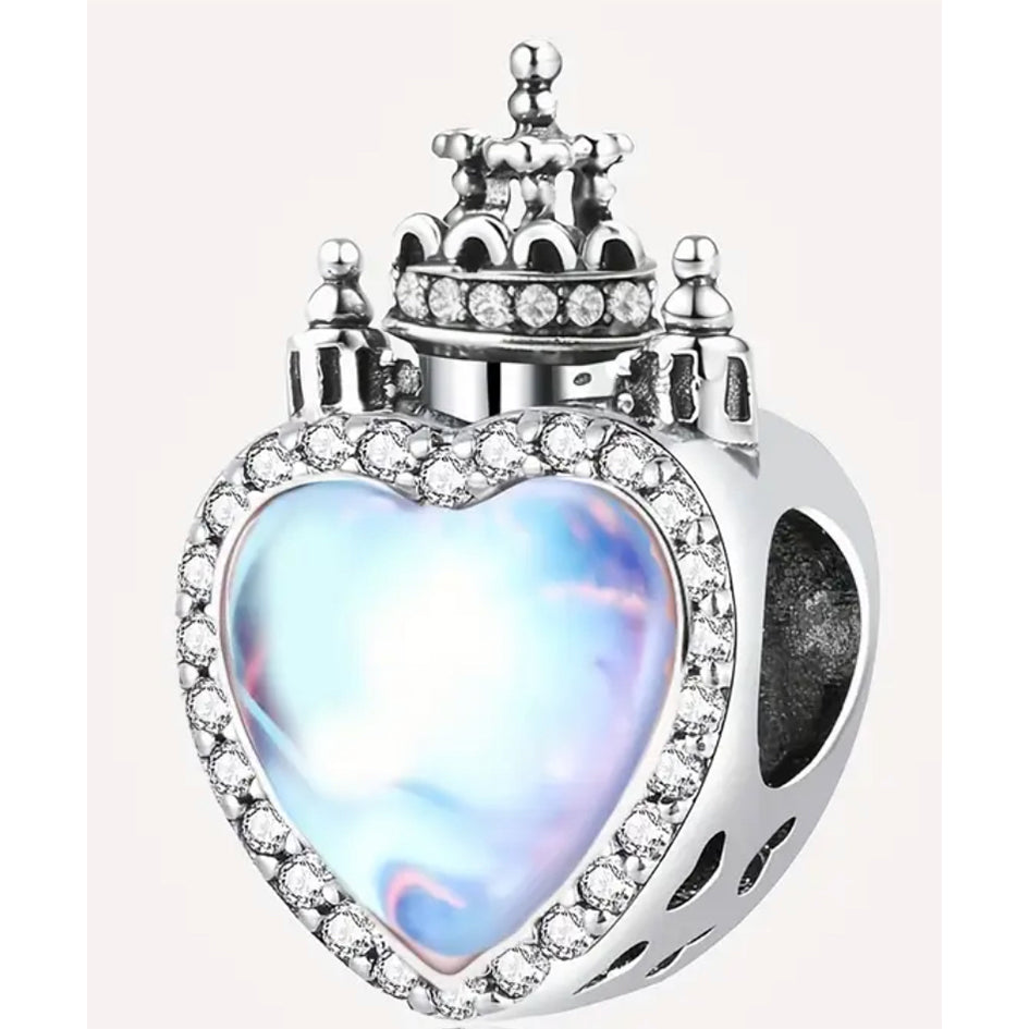 Beautiful Heart Charm with Crown