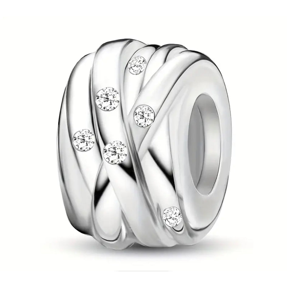 925 Sterling Silver Sparkling Spacer with Crisscross pattern