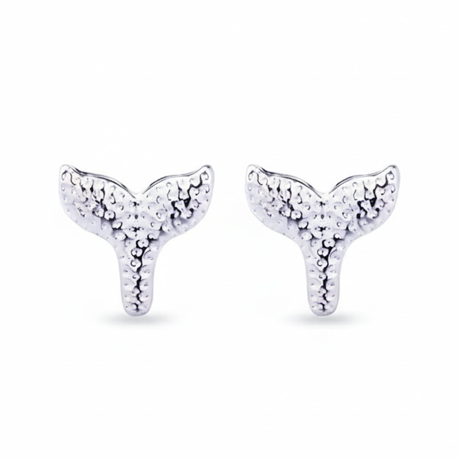 925 Sterling Silver Whale Tail Studs