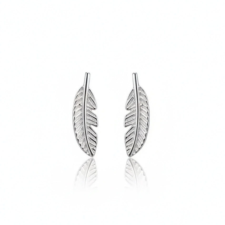 925 Sterling Silver Mini Feather Stud Earrings