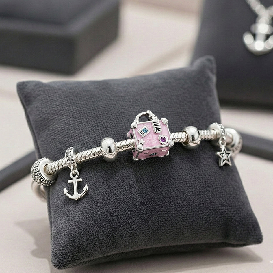 Pink Luggage Vacation Charm