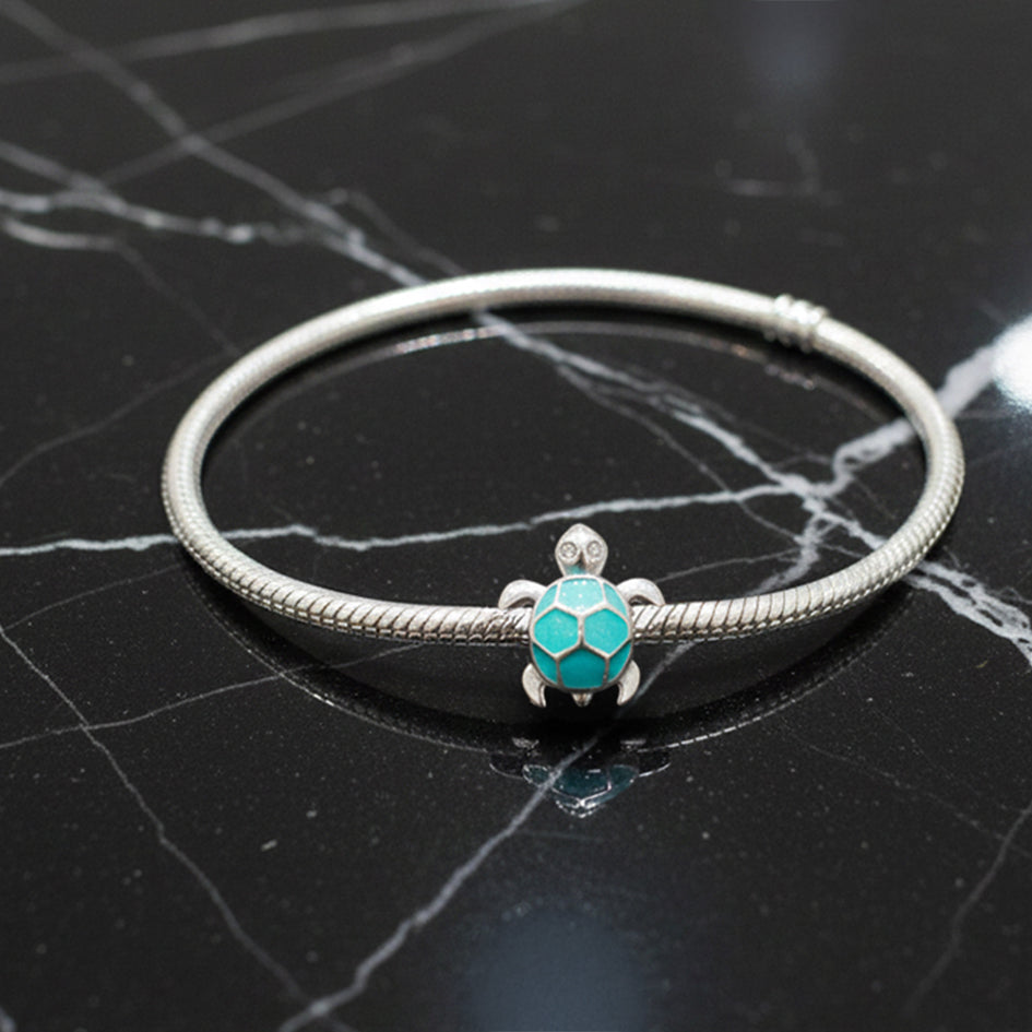 925 Sterling Silver Glow in the Dark Turtle Charm