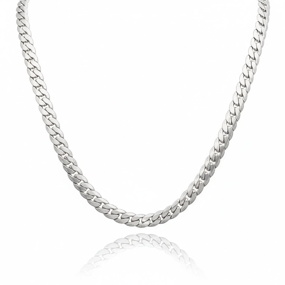 925 Sterling Silver Unisex Flat Cuban Chain