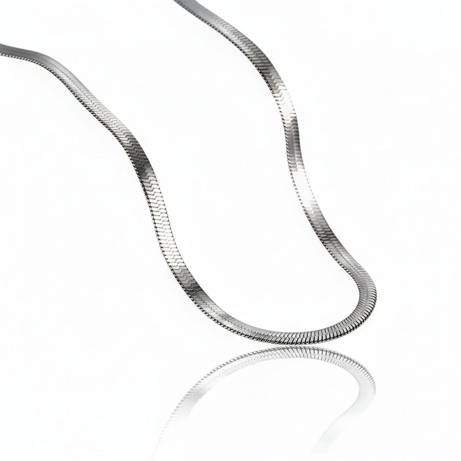 925 Sterling Silver Shiney Snake Bone Chain Necklace