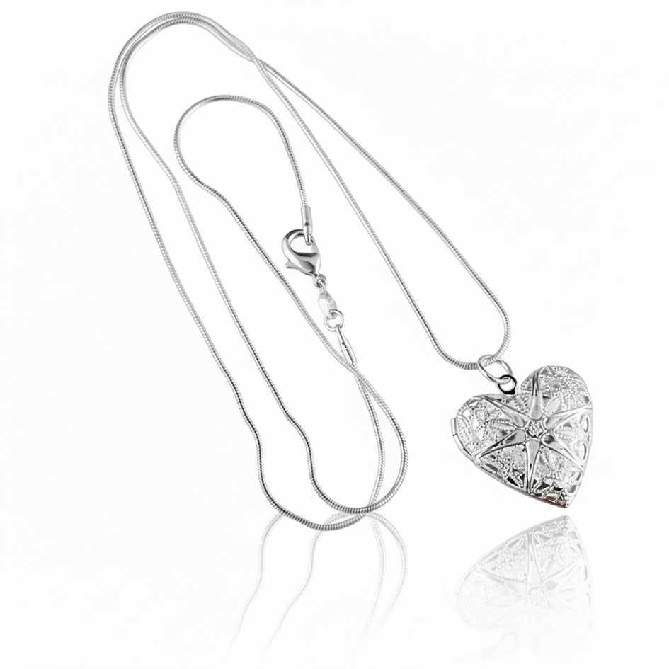 925 Sterling Silver Necklace with a Heart Locket Pendant