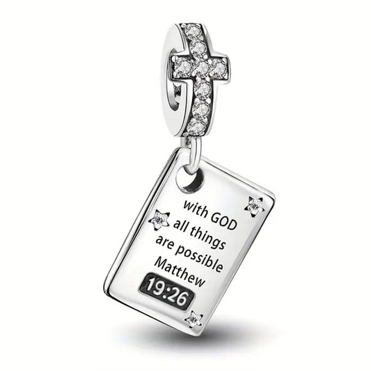 Bible Charm with Cubic Zirconia Cross