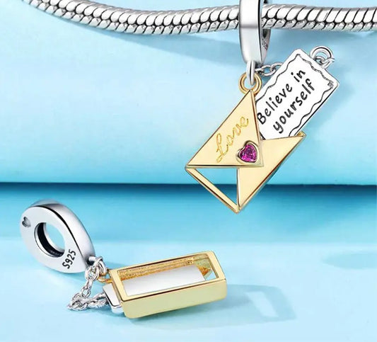 925 Sterling Silver Letter Charm - Believe in Yourself