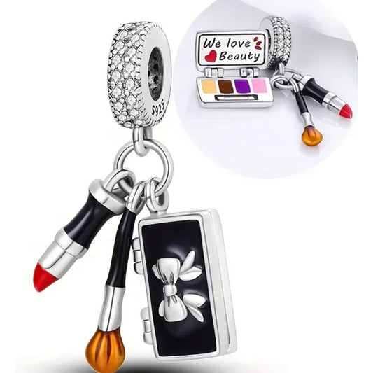 925 Sterling Silver Make Up Set Charm