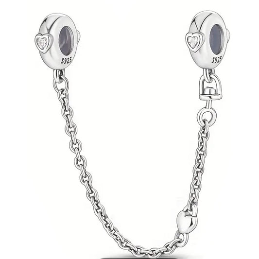 925 Sterling Silver Safety Charm with Hearts