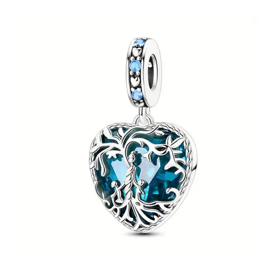Blue Heart with Exquisite Tree of Life Pattern