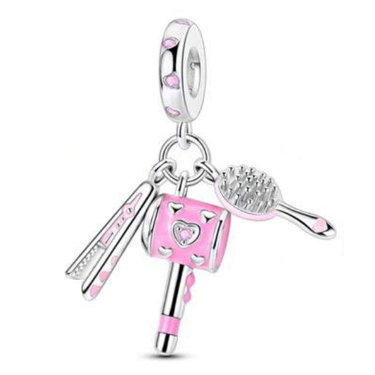 925 Sterling Silver Pink Hair Accessory Charm