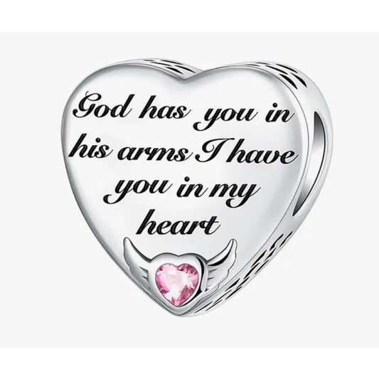 925 Sterling Silver Heart God Has You in his Arms I Have You in my Heart