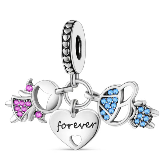 925 Sterling Silver Boy & Girl Charm - Love Forever