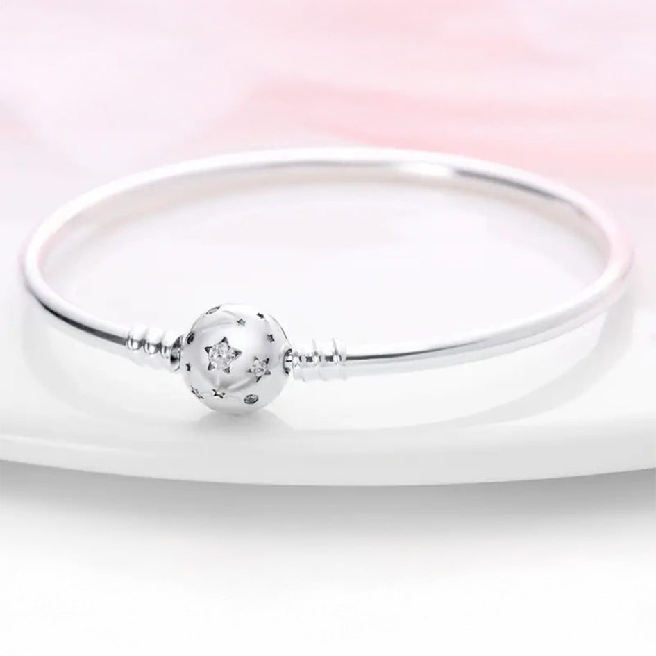 925 Sterling Silver Galaxy Charm Bangle 17cm