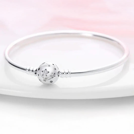 925 Sterling Silver Galaxy Charm Bangle 17cm