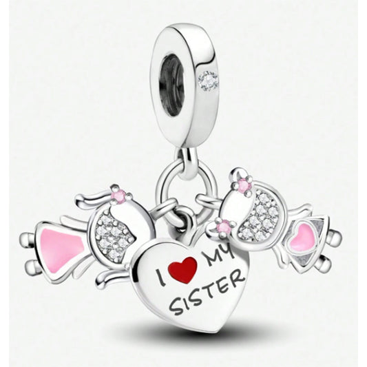 925 Sterling Silver I Love my Sister Charm