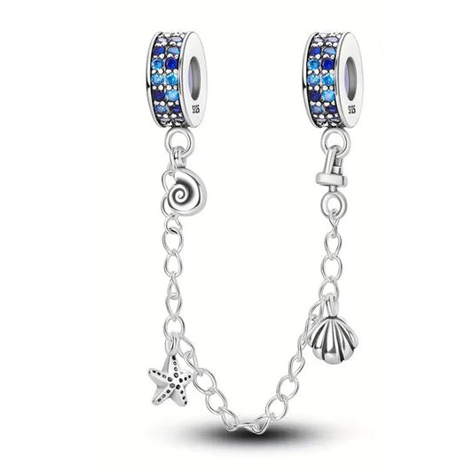 925 Sterling Silver Ocean Themed Safety Chain