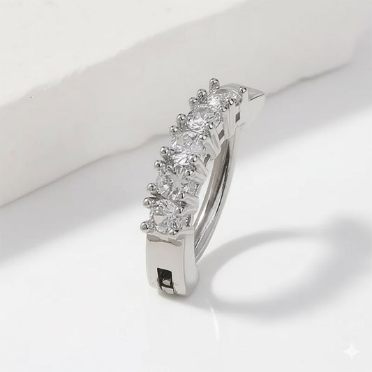 925 Sterling Silver Belly Ring with Cubic Zirconia's