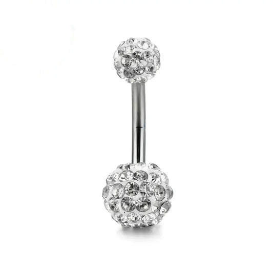 925 Sterling Silver Belly Ring with Round Clusters Cubic Zirconia's