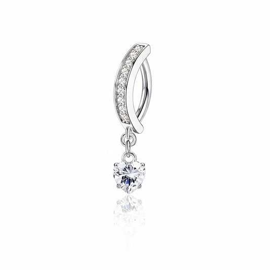 925 Sterling Silver Belly Ring with a Heart and Cubic Zirconia's