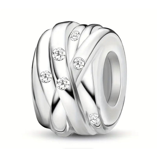 925 Sterling Silver Sparkling Spacer with Crisscross pattern