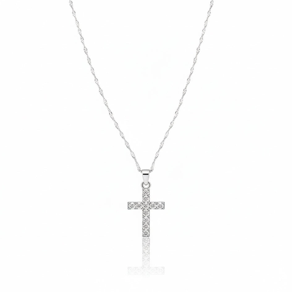 925 Sterling Silver Necklace with a Cross and Cubic Zirconia's Necklace
