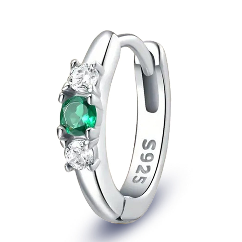 925 Sterling Silver Earrings with Green and Clear Cubic Zirconia's