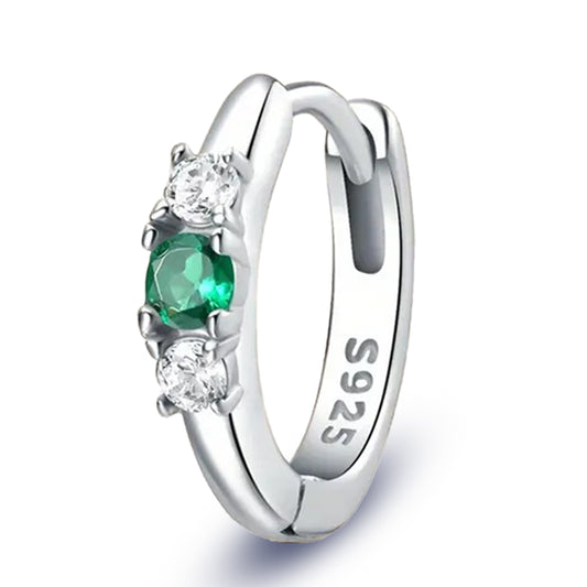 925 Sterling Silver Earrings with Green and Clear Cubic Zirconia's