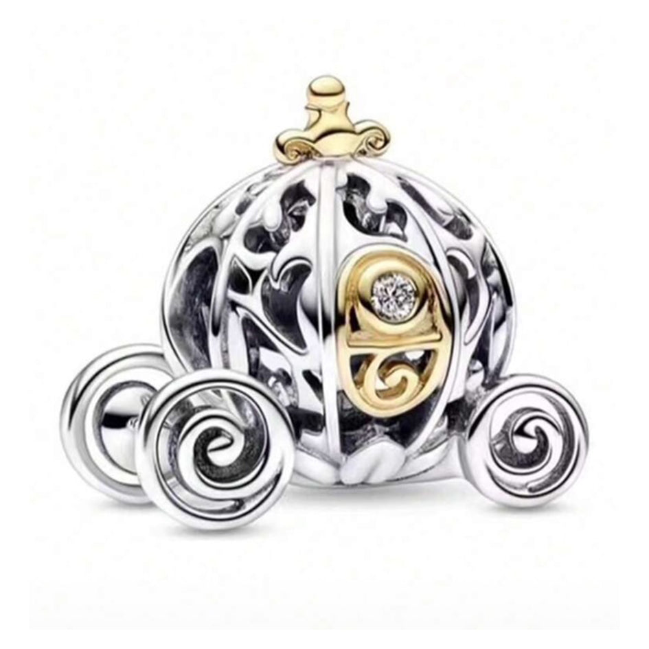 925 Sterling Silver Pumpkin Carriage Charm
