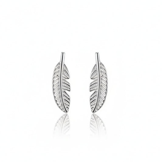 925 Sterling Silver Mini Feather Stud Earrings