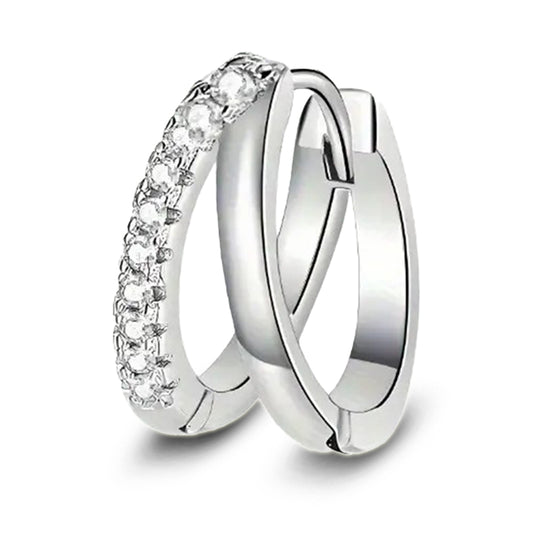 925 Sterling Silver Hoop Earrings with Clear Cubic Zirconia's