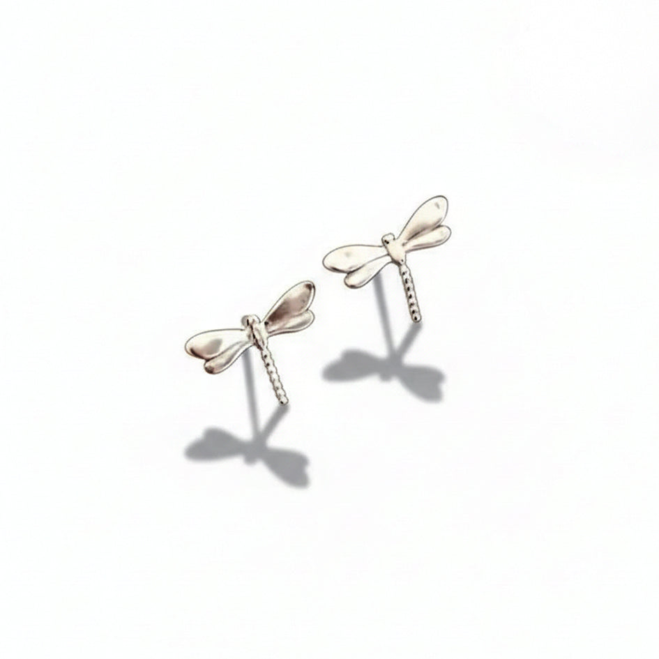 925 Sterling Silver Dragonfly Med Stud Earrings