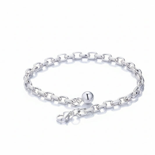 925 Sterling Silver Bracelet with small links and round ball