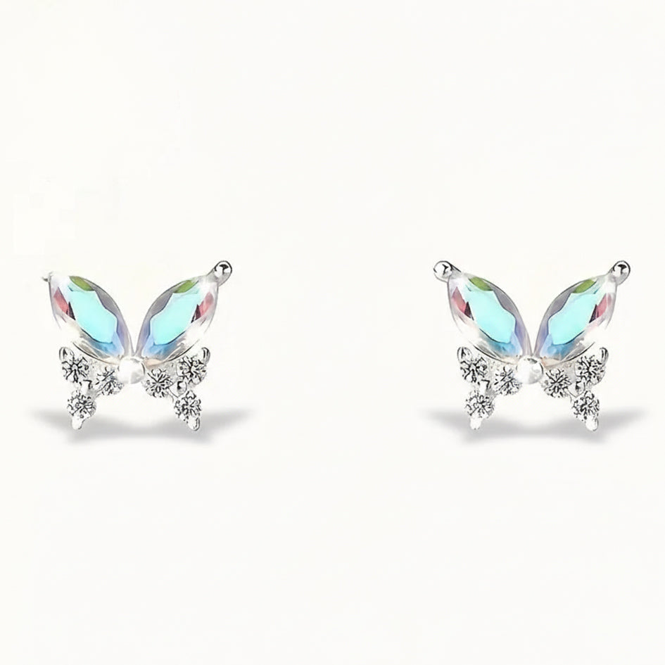925 Sterling Silver Butterfly Stud Earrings with Cubic Zirconia’s