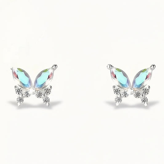 925 Sterling Silver Butterfly Stud Earrings with Cubic Zirconia’s
