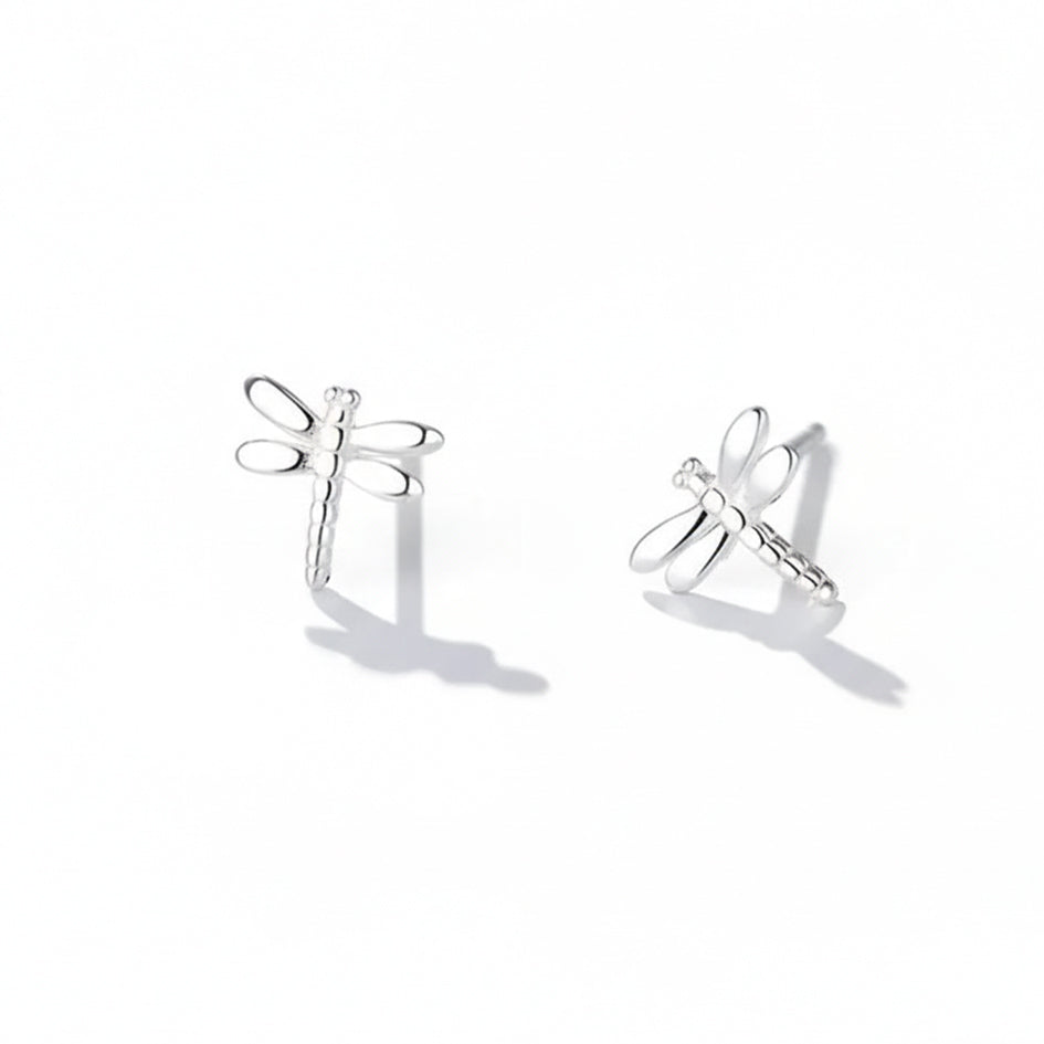 925 Sterling Silver Dragonfly Small Stud Earrings