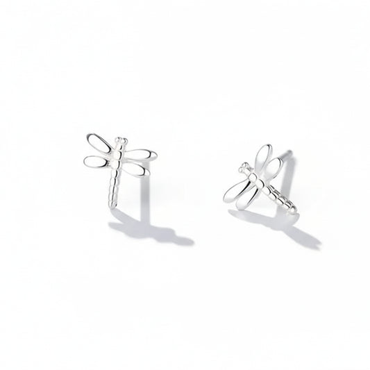 925 Sterling Silver Dragonfly Small Stud Earrings