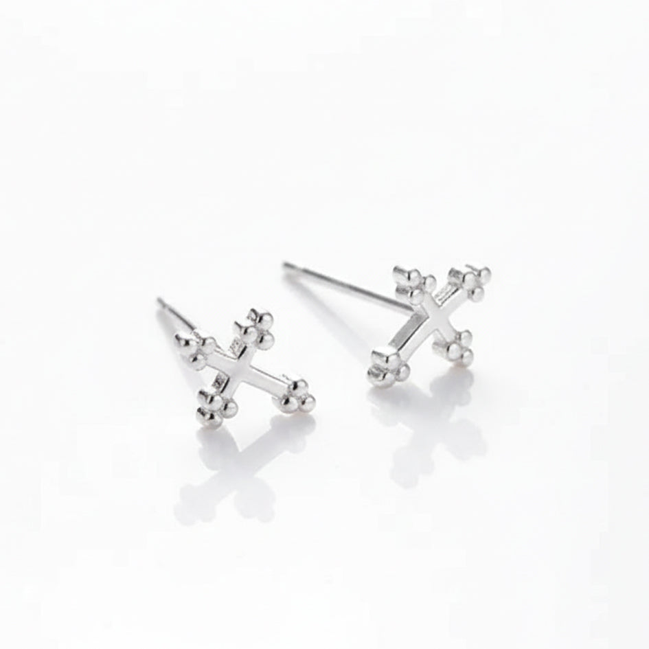 925 Sterling Silver Cross Stud Earrings