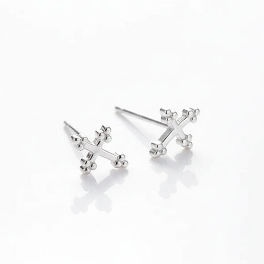 925 Sterling Silver Cross Stud Earrings