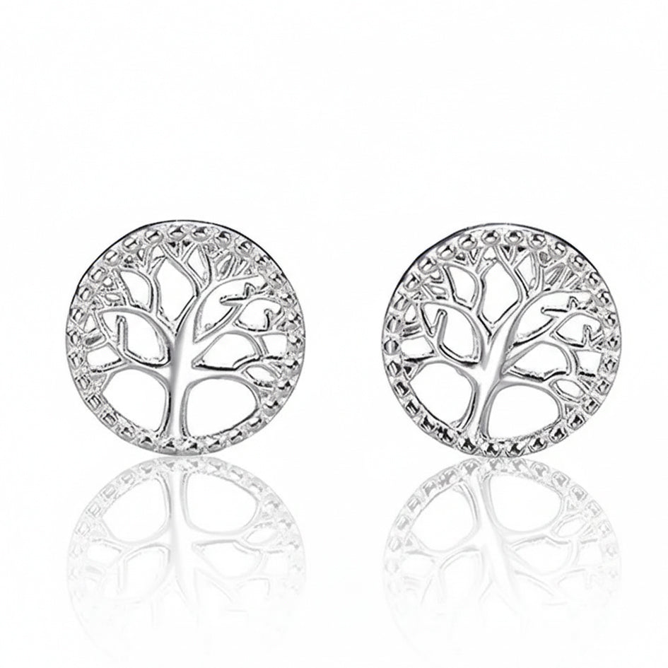 925 Sterling Silver Tree of Life Stud Earrings