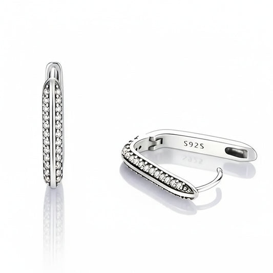 925 Sterling Silver U-Shaped Hoop Earrings with Cubic Zirconia’s