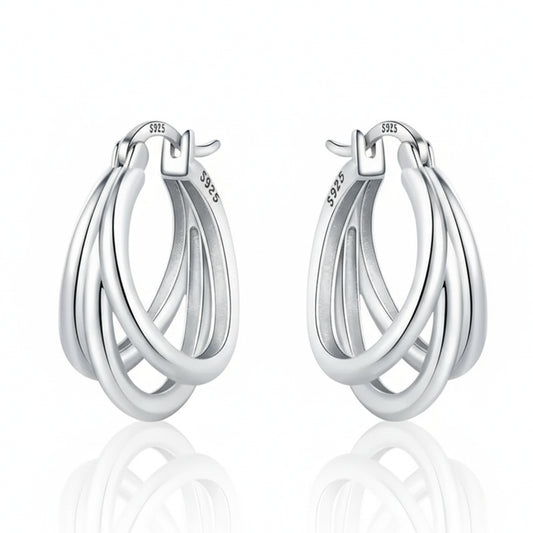 925 Sterling Silver Claw Shaped Hoop Earrings