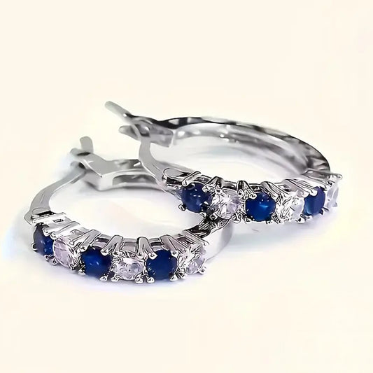 925 Sterling Silver Hoop Earrings with Cubic Zirconia's