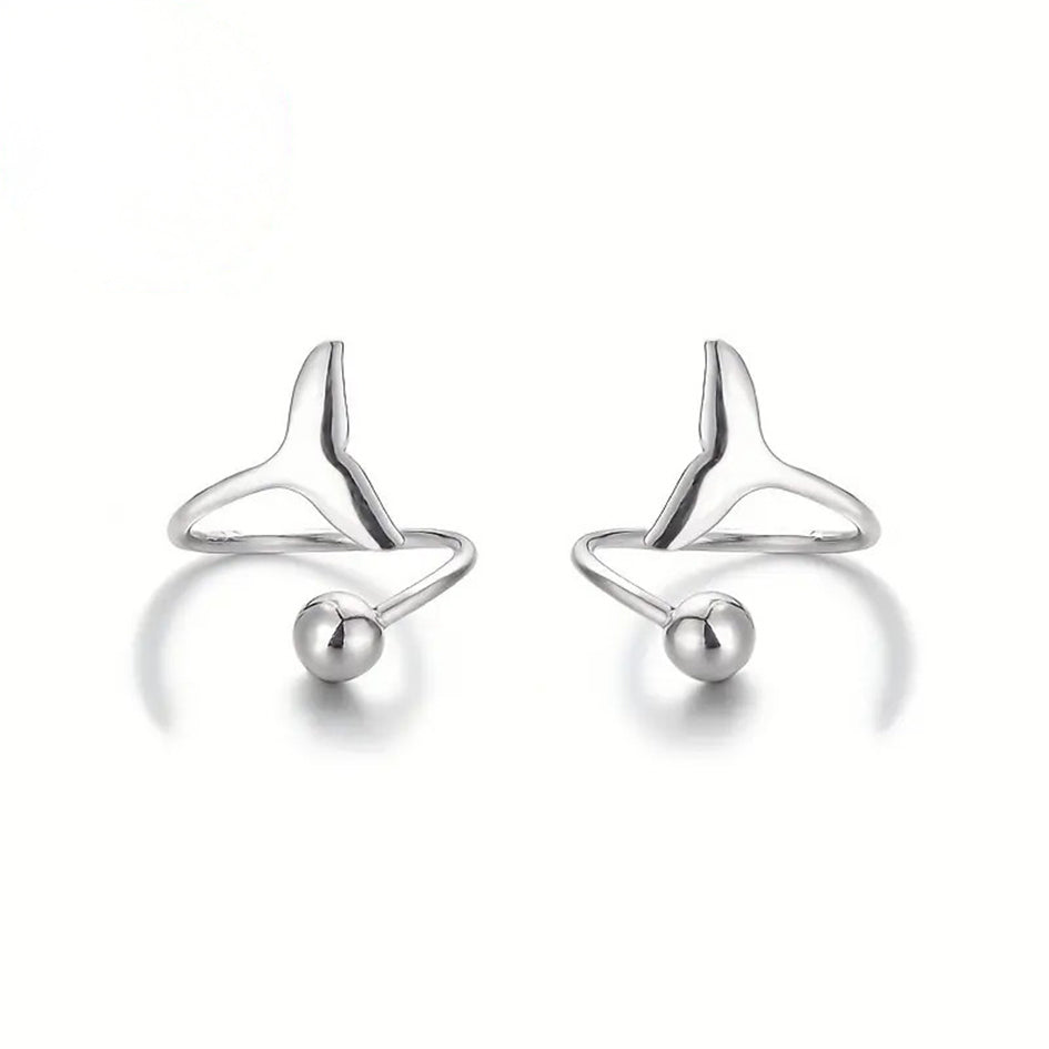 925 Sterling Silver Luxury Whale Tail Hoop Earrings