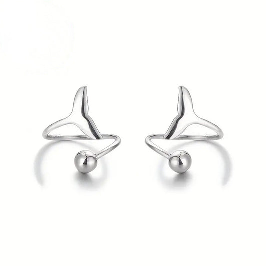 925 Sterling Silver Luxury Whale Tail Hoop Earrings